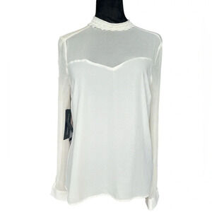 Marciano Abela Vanilla Sheer Long Sleeve Blouse Top XS NWT Women’s Elegant Chic